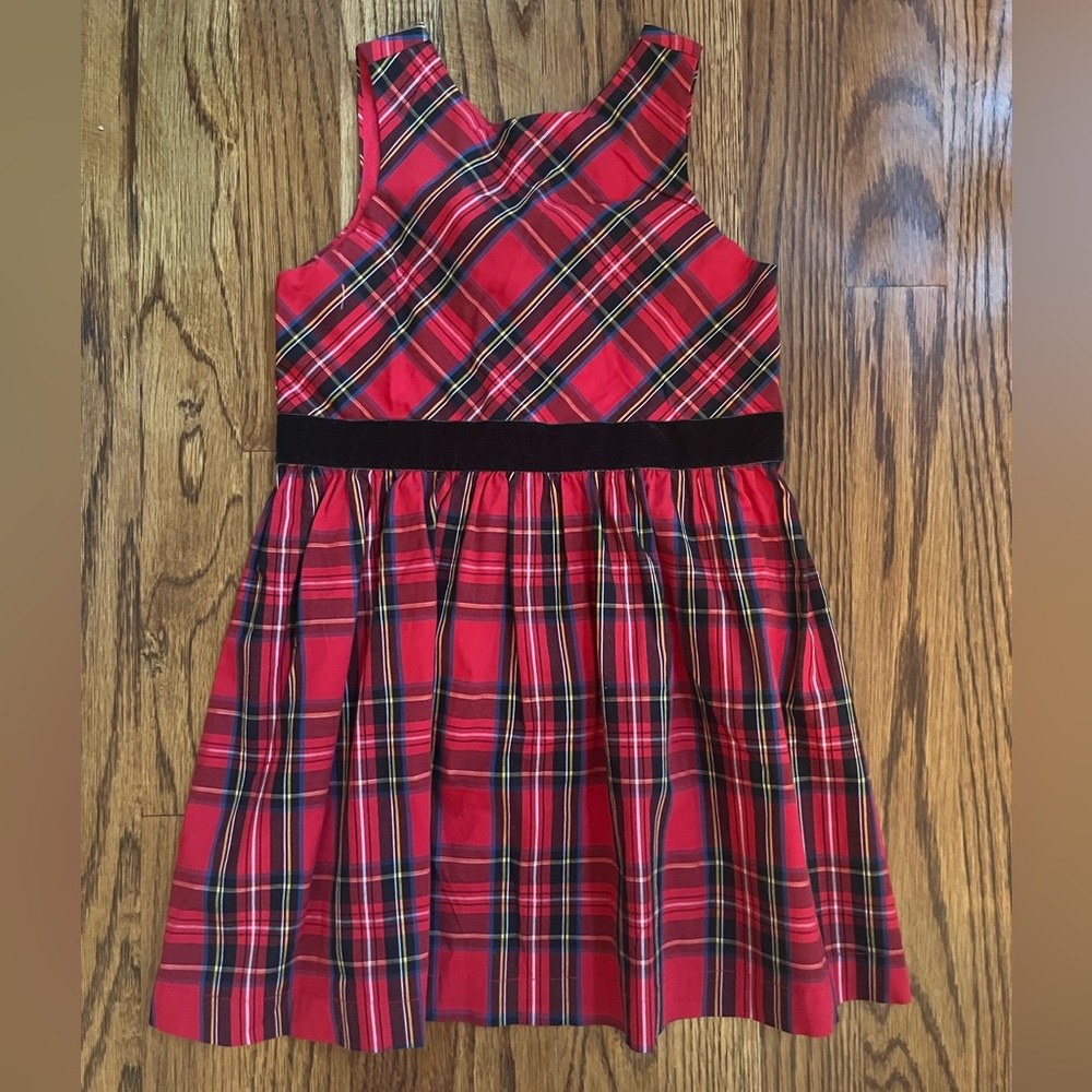 Crewcuts Red Plaid Holiday Dress with Black Waistband